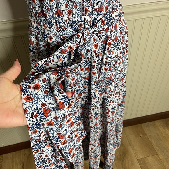 Max Studio Floral Ruffle Sleeve Midi Dress - Blue and orange size Medium - Picture 5 of 15